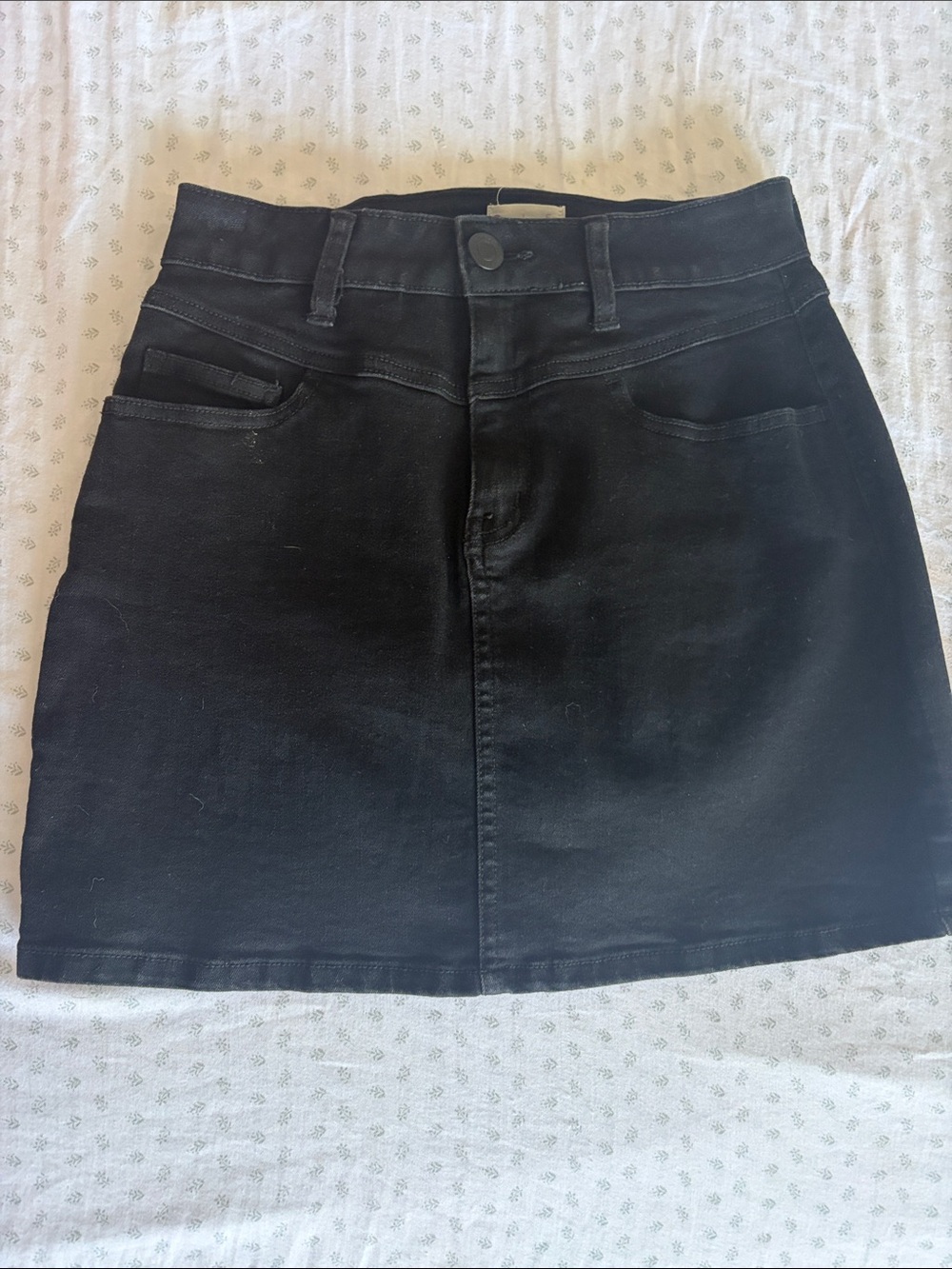 SO Black Mini Denim-Style A-Line Skirt